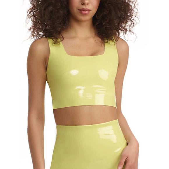 NEW COMMANDO faux patent leather crop top in limeade - Picture 1 of 2